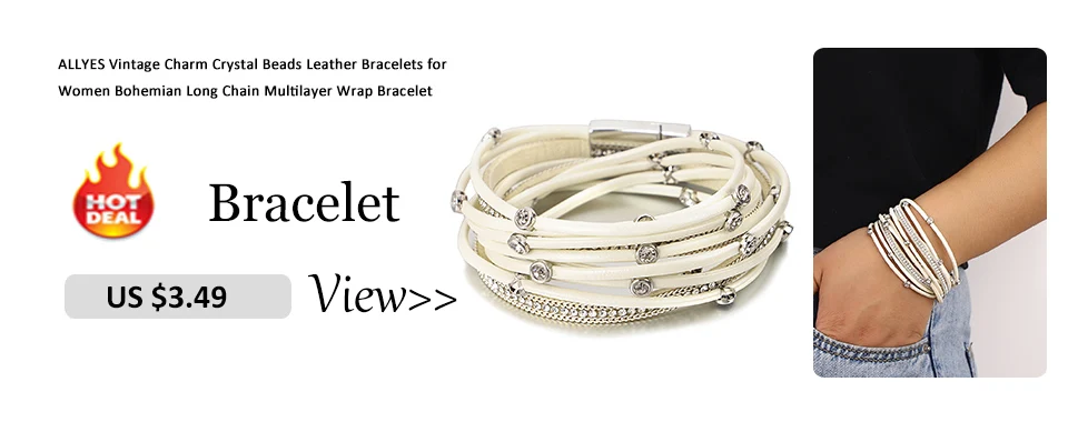 ALLYES Trend Gold Color Hollow Circle Leather Bracelets for Women Men Bohemian Simple Multilayer Wrap Bracelets Charm Jewelry