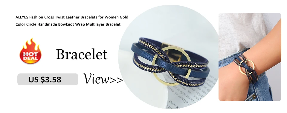 ALLYES Trend Gold Color Hollow Circle Leather Bracelets for Women Men Bohemian Simple Multilayer Wrap Bracelets Charm Jewelry