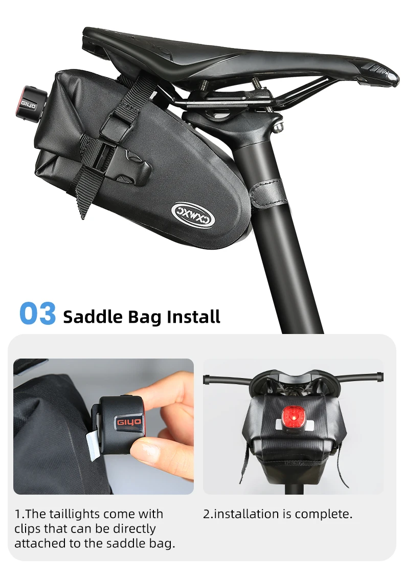GIYO Cycling Safety Rear Light MTB 7 Colors Smart Brake Sensing IP66 Waterproof Bicycle Taillight USB Rechargeable Bike Lamp