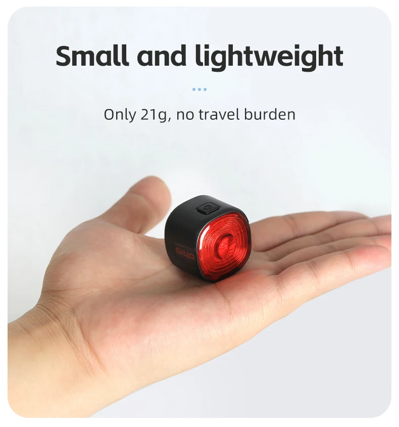 GIYO Cycling Safety Rear Light MTB 7 Colors Smart Brake Sensing IP66 Waterproof Bicycle Taillight USB Rechargeable Bike Lamp