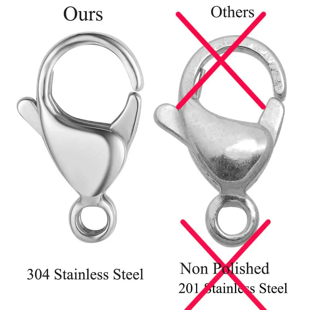 20pcs 304 Stainless Steel Lobster Clasp Wholesale Silver Gold 9-15mm Clip Claw Clasps DIY Jewelry Finding Supplies