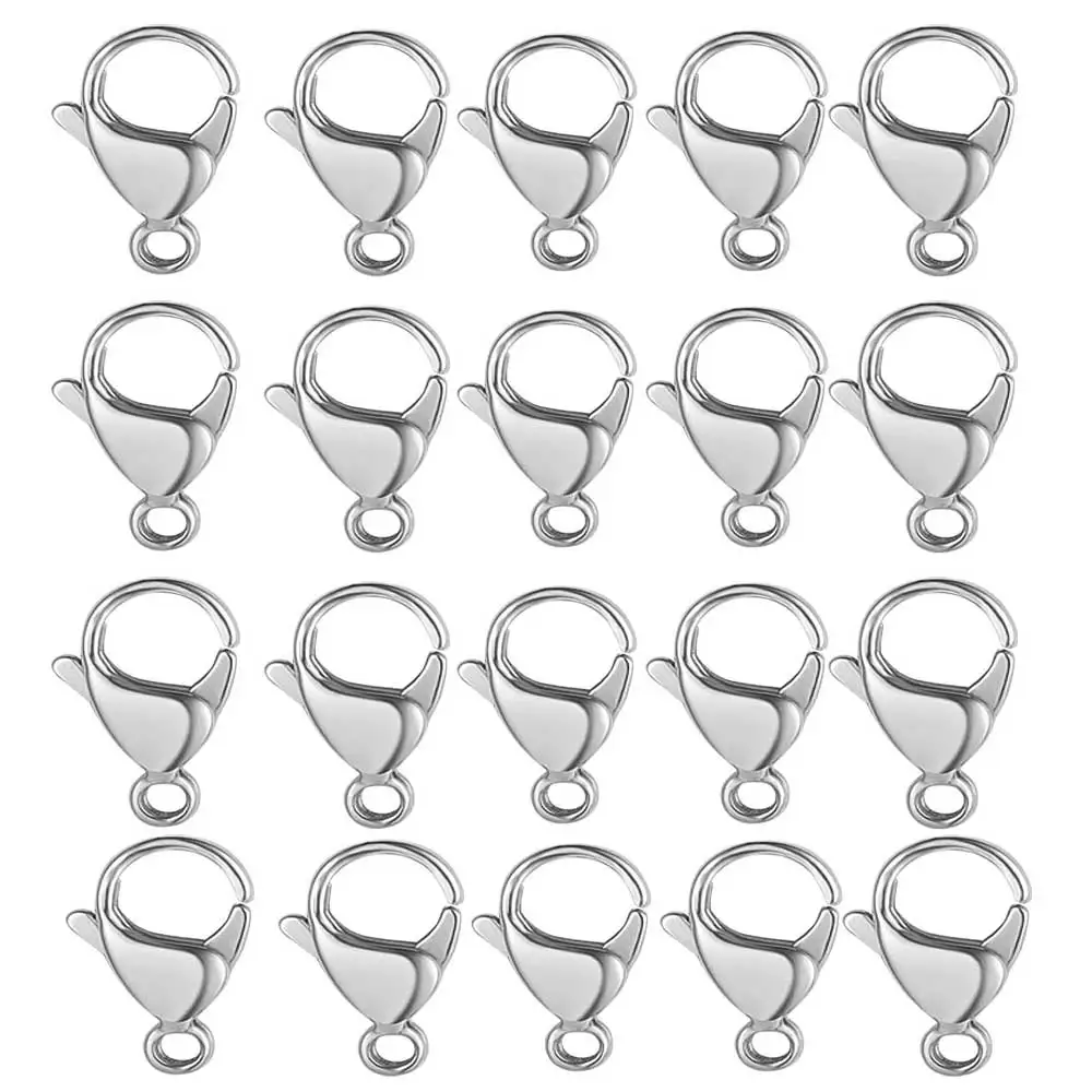 20pcs 304 Stainless Steel Lobster Clasp Wholesale Silver Gold 9-15mm Clip Claw Clasps DIY Jewelry Finding Supplies
