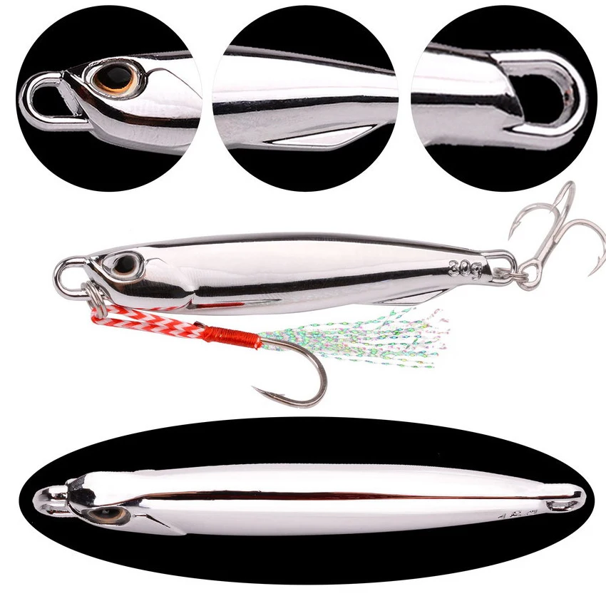 10pcs Fishing Lures Set Jigs 20G 30G 40G Jigbait Fishing Lure Silver Plating Shore Cast Decoys Metal Bait Artificial Pesca Lure