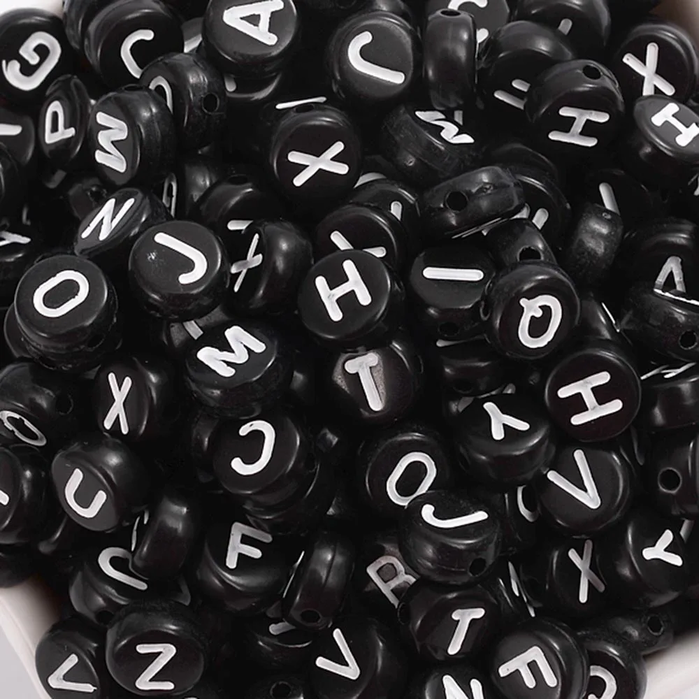 100pcs/lot Heart Acrylic Letter Beads Colorful Alphabet Loose Spacer Beads For Jewelry Making DIY Handmade Bracelet Necklace