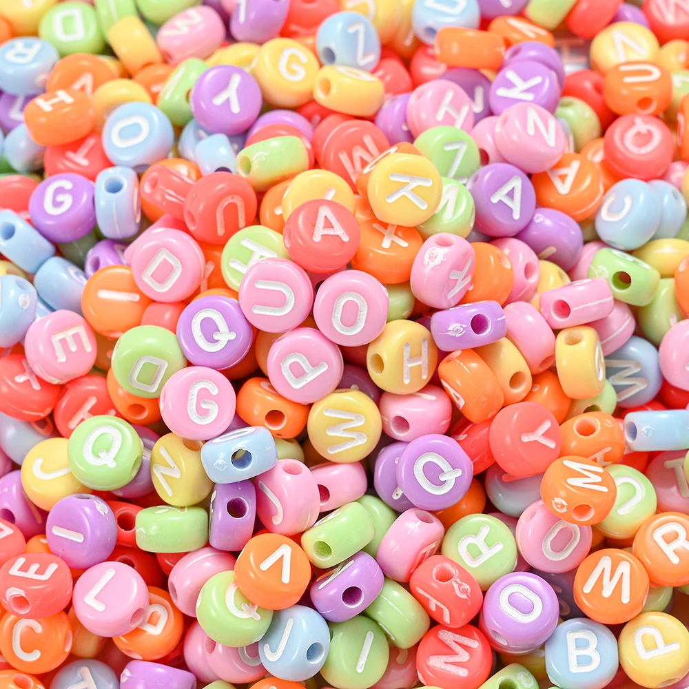 100pcs/lot Heart Acrylic Letter Beads Colorful Alphabet Loose Spacer Beads For Jewelry Making DIY Handmade Bracelet Necklace