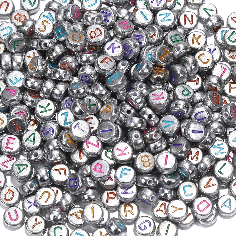 100pcs/lot Heart Acrylic Letter Beads Colorful Alphabet Loose Spacer Beads For Jewelry Making DIY Handmade Bracelet Necklace