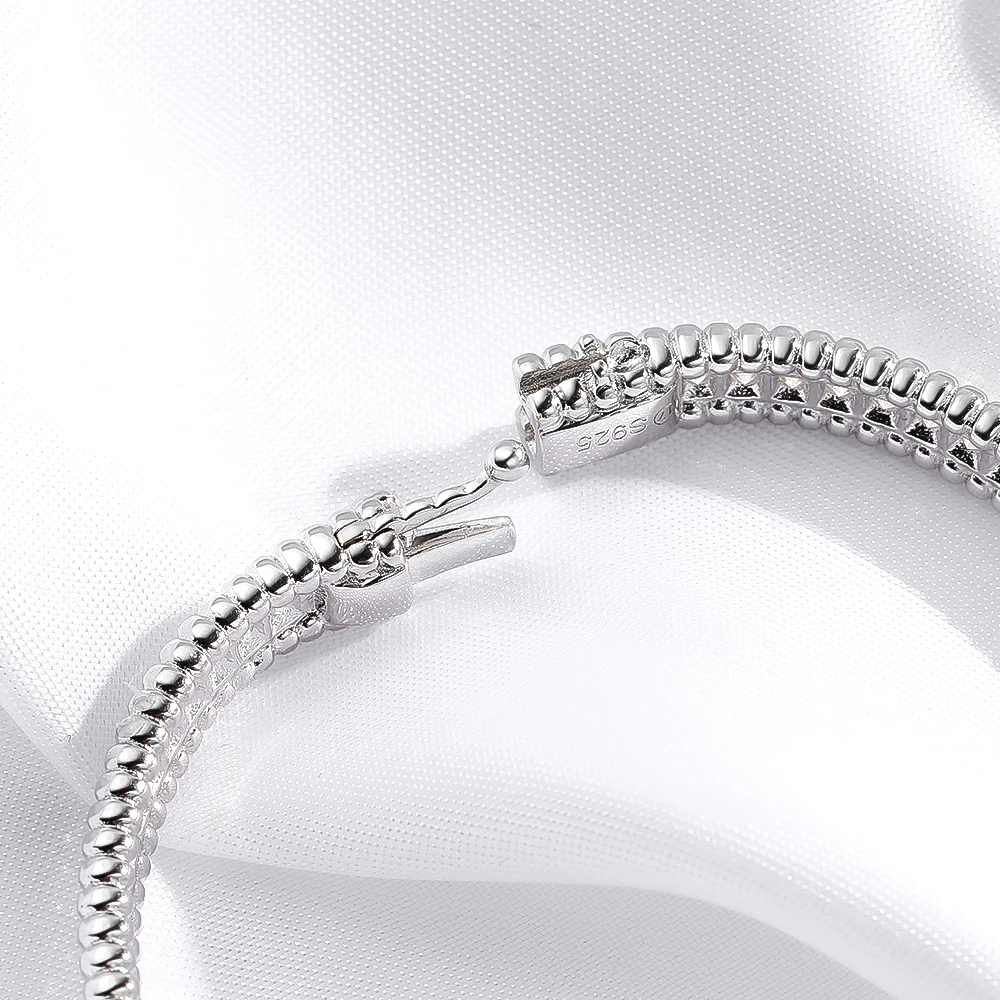 Serenity 2mm D Moissanite Hoop Bangle For Women Man Gift S925 Sterling Silver Bracelet Hand Circles Joker Fold Wear Fine Jewelry
