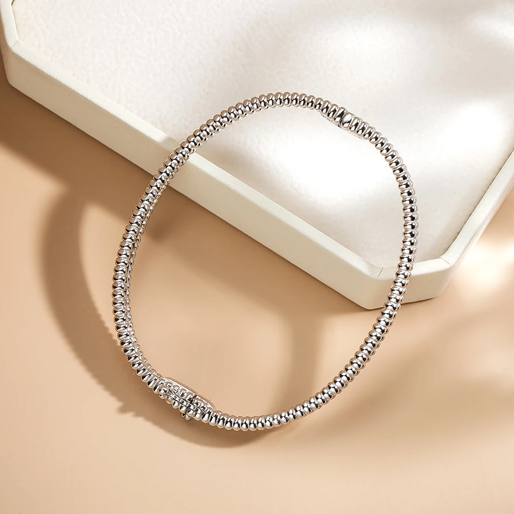 Serenity 2mm D Moissanite Hoop Bangle For Women Man Gift S925 Sterling Silver Bracelet Hand Circles Joker Fold Wear Fine Jewelry