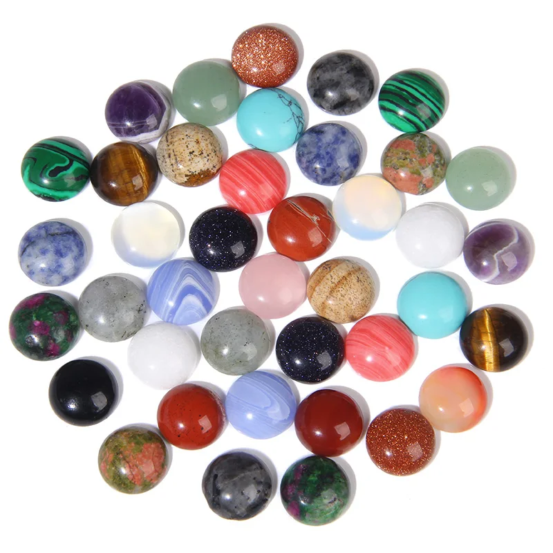 10Pcs/Lot Natural Stone Cabochon Beads 4 6 8 10 12 14mm Smooth Cabochon Cameo Round Bead for Jewelry Making DIY Rings Necklaces