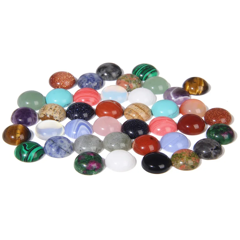10Pcs/Lot Natural Stone Cabochon Beads 4 6 8 10 12 14mm Smooth Cabochon Cameo Round Bead for Jewelry Making DIY Rings Necklaces