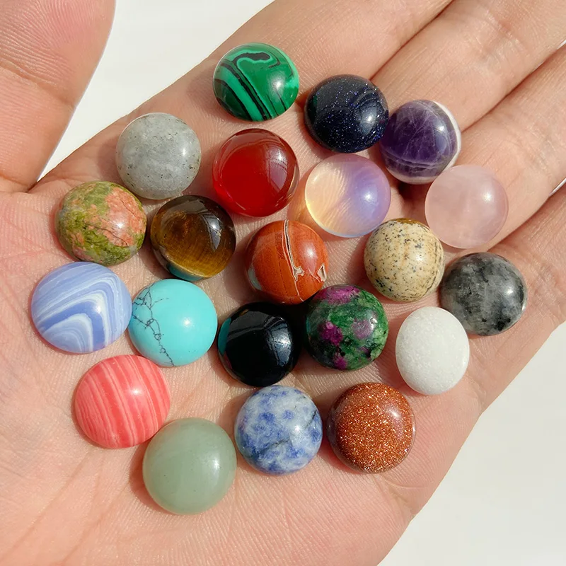 10Pcs/Lot Natural Stone Cabochon Beads 4 6 8 10 12 14mm Smooth Cabochon Cameo Round Bead for Jewelry Making DIY Rings Necklaces