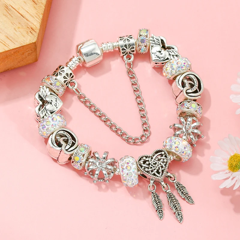 BAOPON Silver Plated Charm Bracelet For Women Men With MOM ALWAYS Beads Bracelet Bangles Jewelry Gift Wholesale Dropshipping