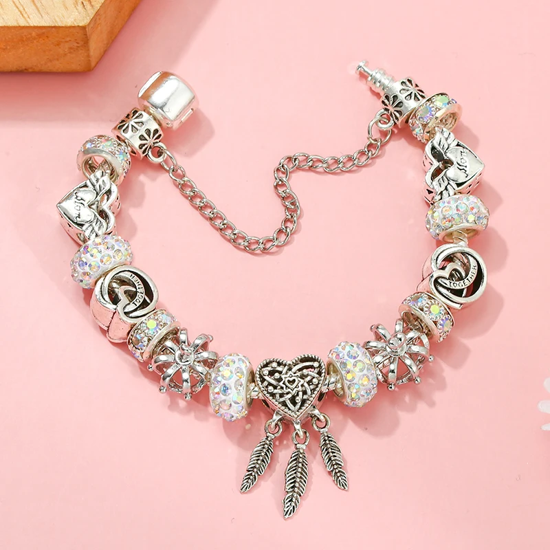 BAOPON Silver Plated Charm Bracelet For Women Men With MOM ALWAYS Beads Bracelet Bangles Jewelry Gift Wholesale Dropshipping