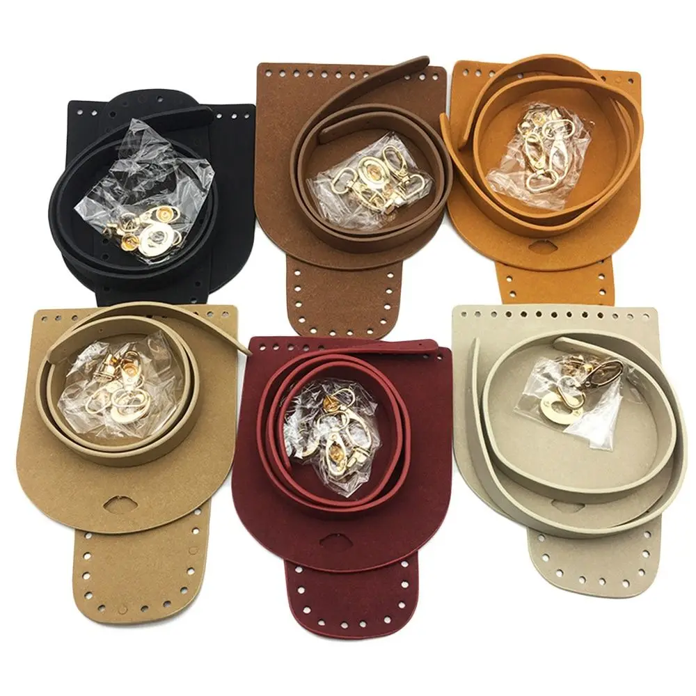 3Pcs/Set Woven Faux Leather Shoulder Bag Bottom Knitted Handbag Strap Crochet Bag For DIY Handmade Bag Backpack Accessories