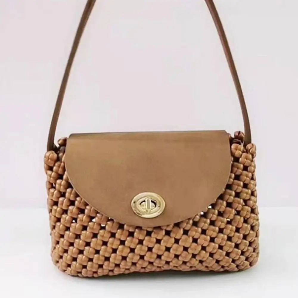 3Pcs/Set Woven Faux Leather Shoulder Bag Bottom Knitted Handbag Strap Crochet Bag For DIY Handmade Bag Backpack Accessories