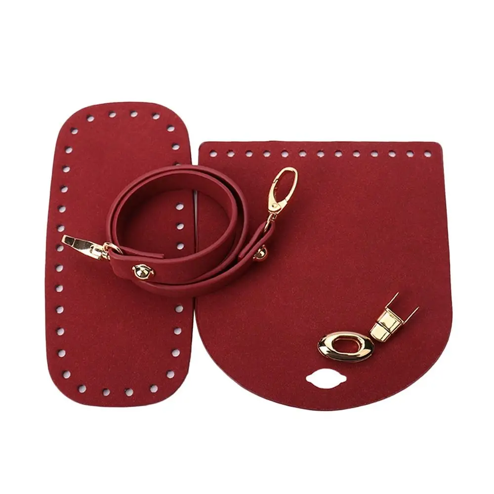3Pcs/Set Woven Faux Leather Shoulder Bag Bottom Knitted Handbag Strap Crochet Bag For DIY Handmade Bag Backpack Accessories