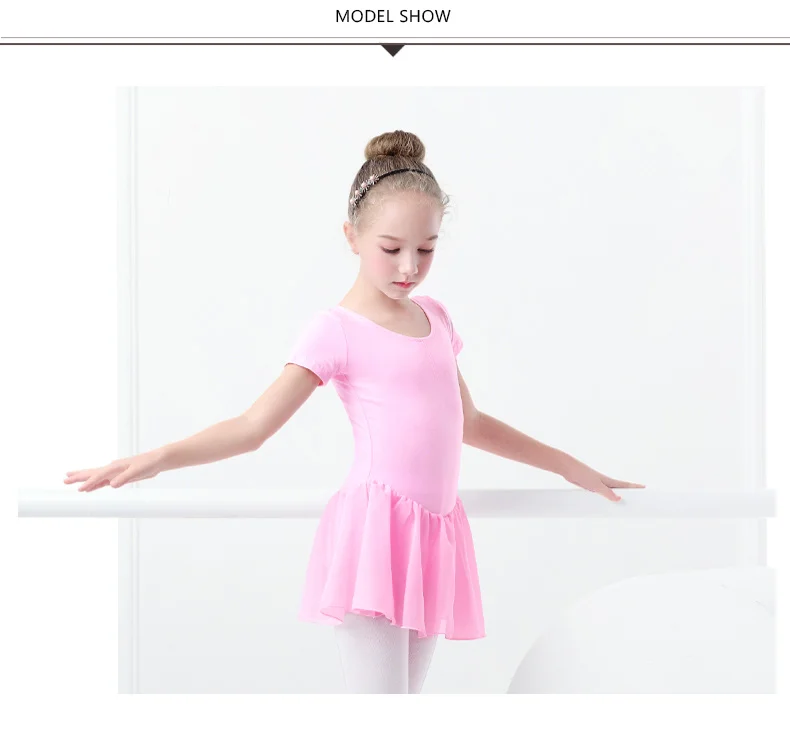 Ballet Dress Gymnastics Leotards for Girls Kids Short Sleeve Ballet Chiffon Skirted Leotards Bowknot Dancewear Ballet Bodysuits