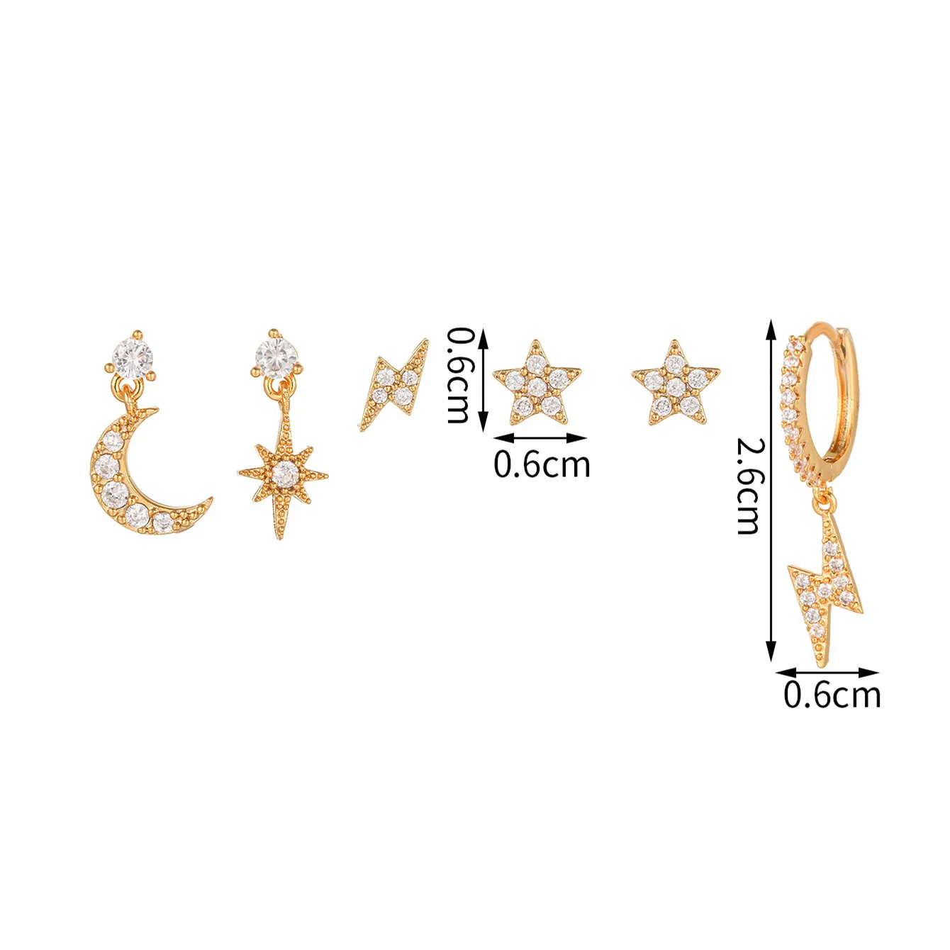New Design Stainless Steel Cubic Zirconia Stud Earrings for Woman Claw Ear Hook Clip Korean Fashion Jewelry Unusual Girls