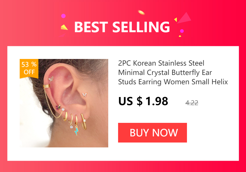 New Design Stainless Steel Cubic Zirconia Stud Earrings for Woman Claw Ear Hook Clip Korean Fashion Jewelry Unusual Girls