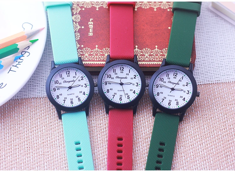 Chaoyada Fashion Women Men Girls Boys Sports Silicone Strap Quartz Watches Junior High School Students Gifts Watches 6 Colors