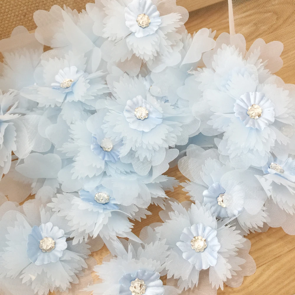 5Pcs White Embroidered Flowers Patches Fabric Applique Sewing Patch Repair For Wedding Bags Headwear Accessories DIY Crafts