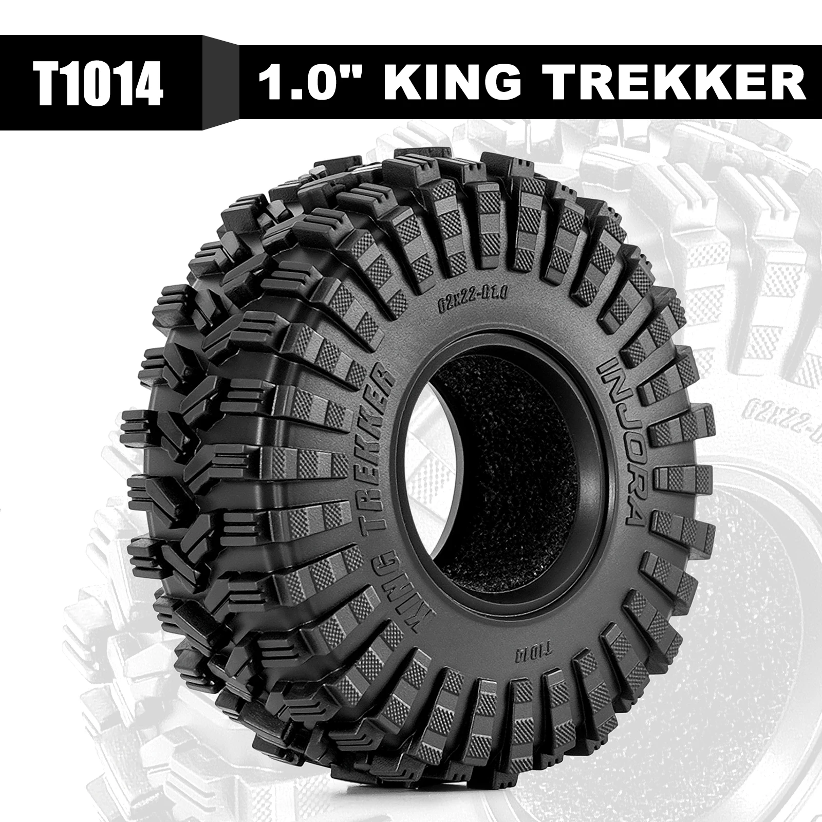 INJORA V2 62*22mm 1.0" King Trekker Tires for 1/24 1/18 RC Crawler (T1014)