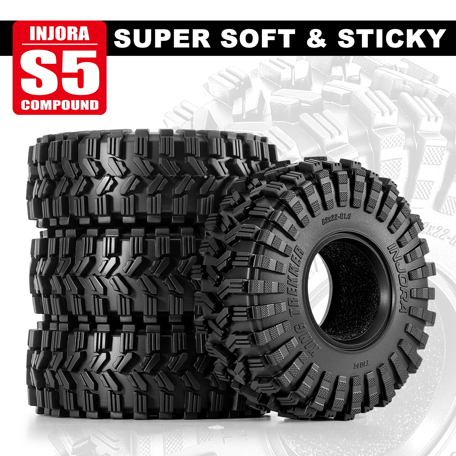 INJORA V2 62*22mm 1.0" King Trekker Tires for 1/24 1/18 RC Crawler (T1014)
