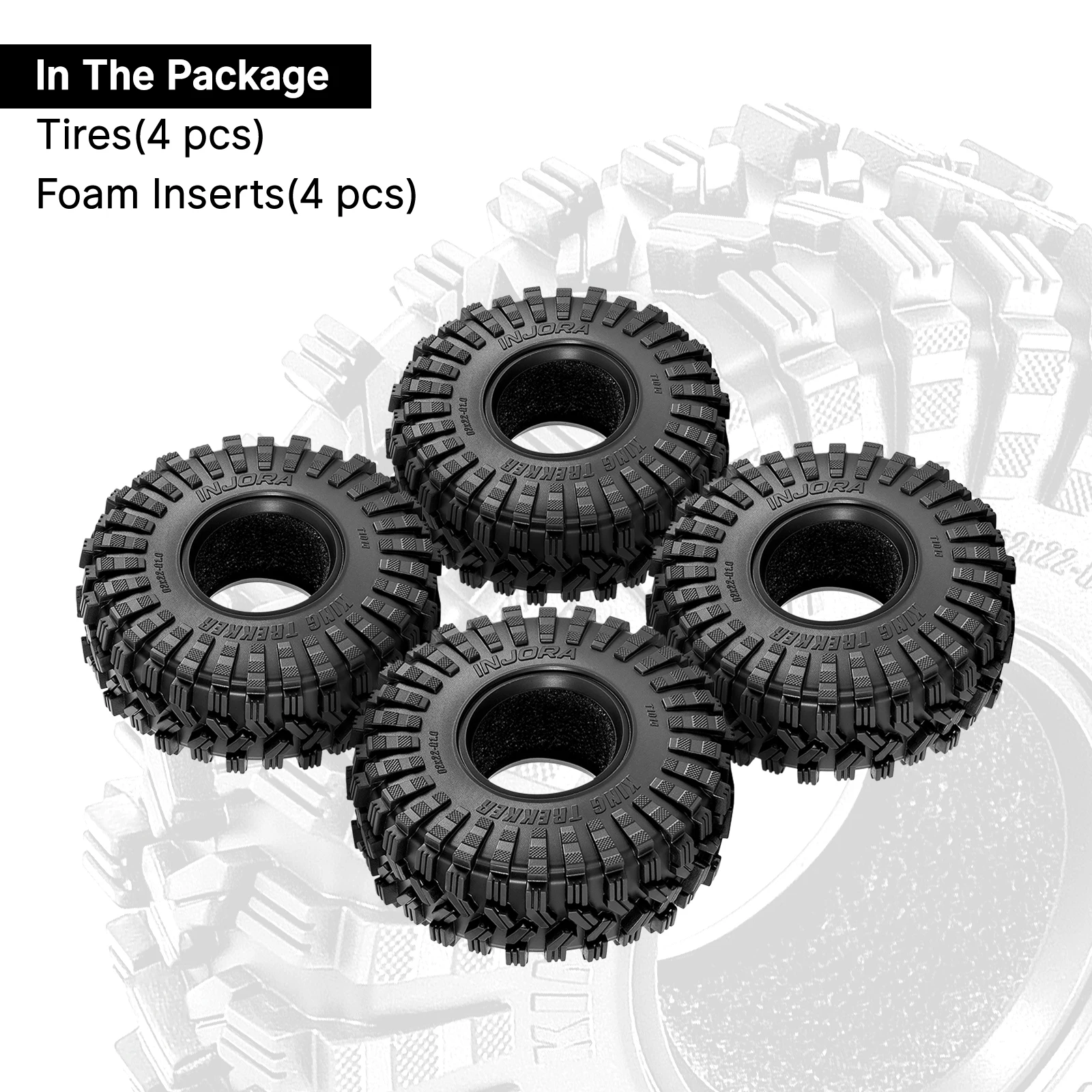 INJORA V2 62*22mm 1.0" King Trekker Tires for 1/24 1/18 RC Crawler (T1014)