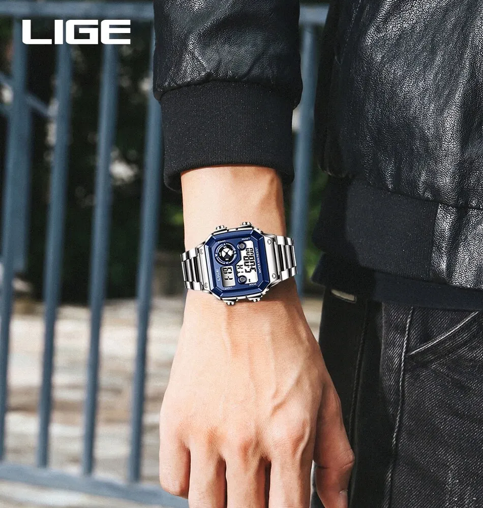 LIGE 2023 NEW Luxury Brand Men Watch Military Digital Watches Sport Wristwatch Mens Waterproof Clock Male Relogio Masculino
