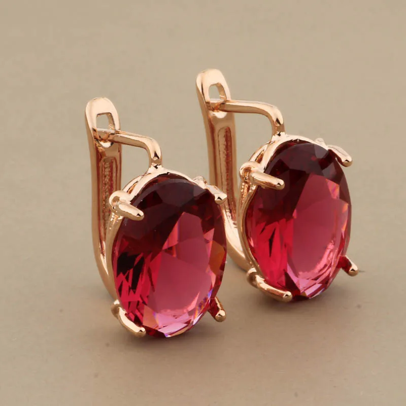 Vintage Hollow Dangle Earrings Oval Shape Class Hanging Earrings 585 Rose Gold Color Wedding Simple Earrings For Women Gift