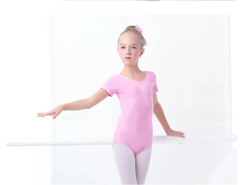 Toddler Girls Ballet Leotards Gymnastics Leotard Dance Bodysuits Cotton Short/Long Sleeve Dance Wear Ballet Bodysuit for Dancing