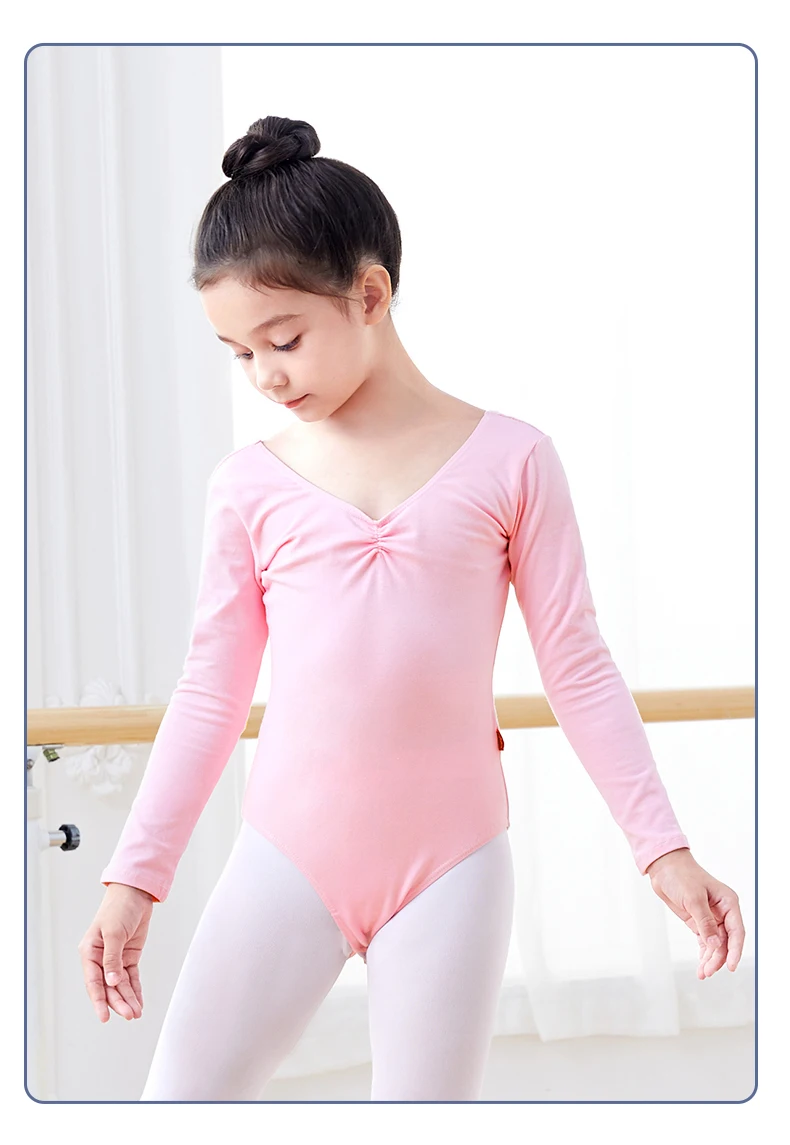 Toddler Girls Ballet Leotards Gymnastics Leotard Dance Bodysuits Cotton Short/Long Sleeve Dance Wear Ballet Bodysuit for Dancing
