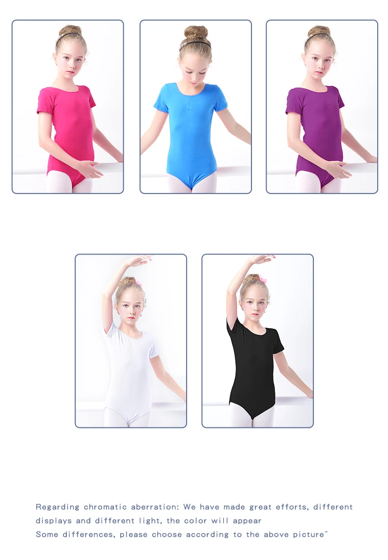 Toddler Girls Ballet Leotards Gymnastics Leotard Dance Bodysuits Cotton Short/Long Sleeve Dance Wear Ballet Bodysuit for Dancing
