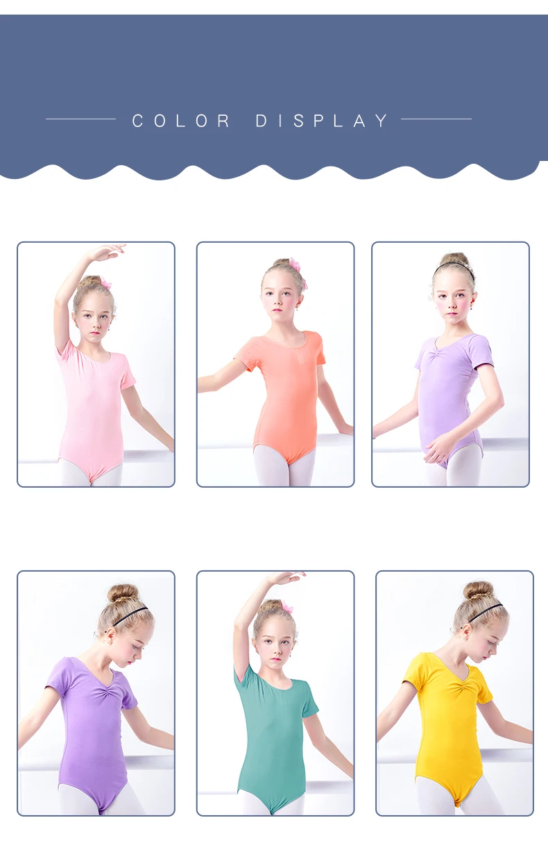 Toddler Girls Ballet Leotards Gymnastics Leotard Dance Bodysuits Cotton Short/Long Sleeve Dance Wear Ballet Bodysuit for Dancing