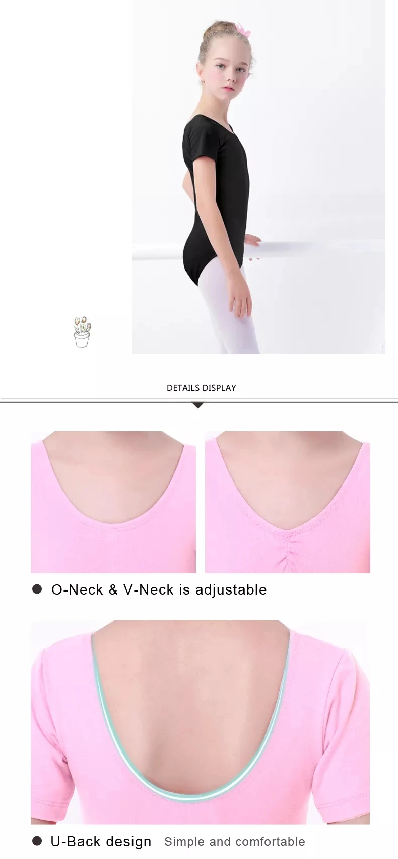 Toddler Girls Ballet Leotards Gymnastics Leotard Dance Bodysuits Cotton Short/Long Sleeve Dance Wear Ballet Bodysuit for Dancing