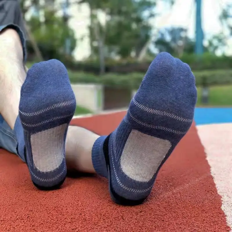 10PCS=5Pair High Quality New Autumn Men's Sports Socks Running Winter Casual Breathable Active Socks Stripe Sport Socks EUR38-48
