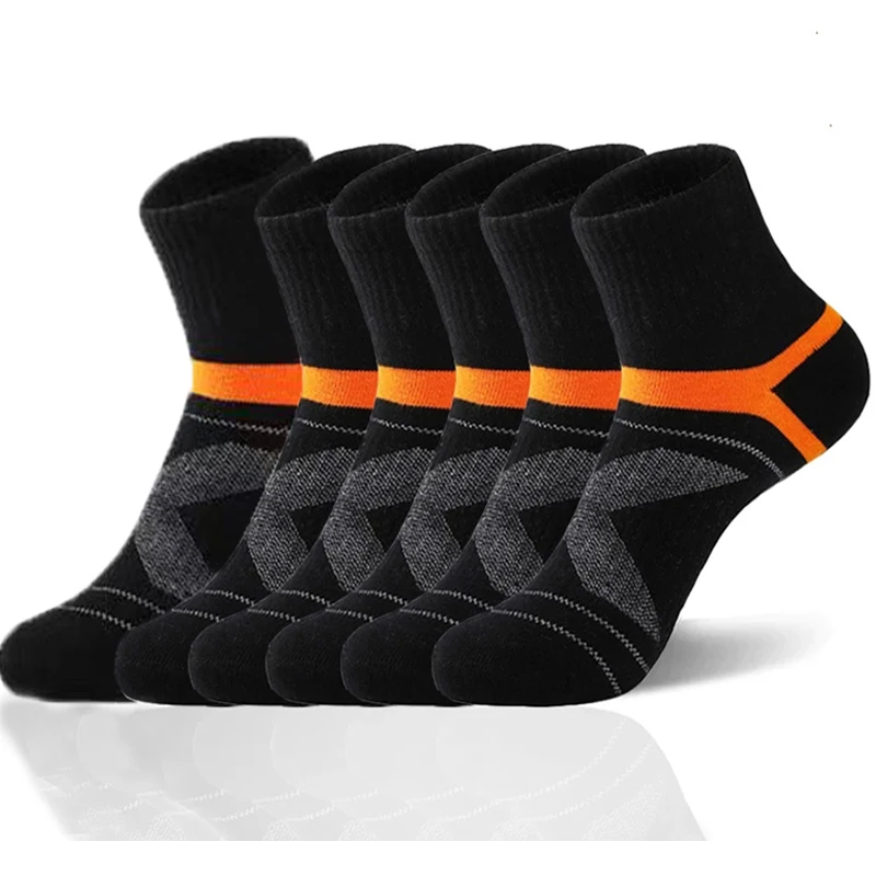 10PCS=5Pair High Quality New Autumn Men's Sports Socks Running Winter Casual Breathable Active Socks Stripe Sport Socks EUR38-48