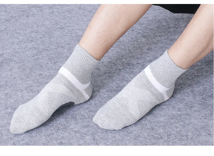 10PCS=5Pair High Quality New Autumn Men's Sports Socks Running Winter Casual Breathable Active Socks Stripe Sport Socks EUR38-48