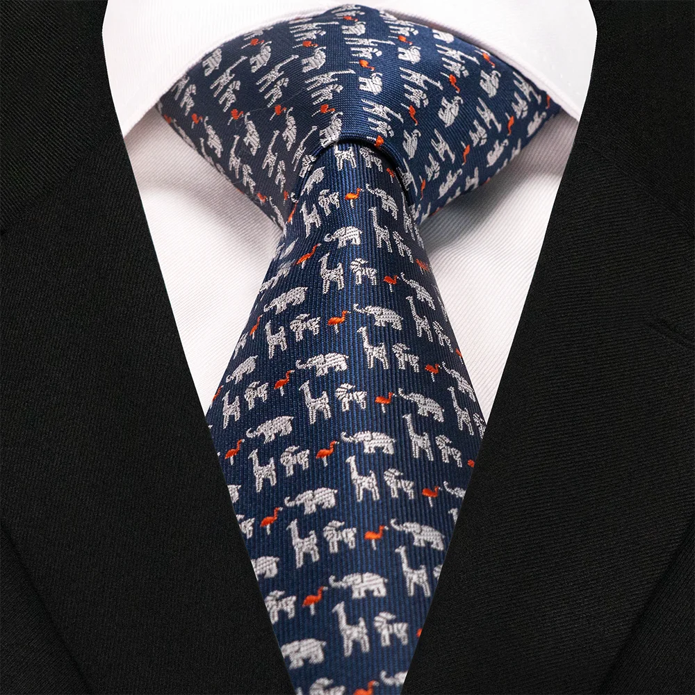 EASTEPIC 8 cm Red Blue Jacquard Ties for Men Men's Necktie Quality Accessory Business Gift Fox Dragon Flamingo Snail Duck Animal