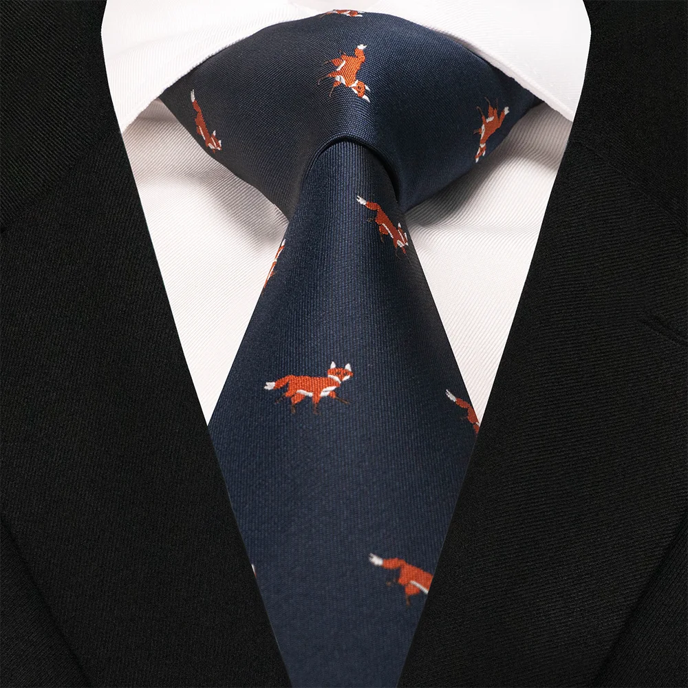EASTEPIC 8 cm Red Blue Jacquard Ties for Men Men's Necktie Quality Accessory Business Gift Fox Dragon Flamingo Snail Duck Animal