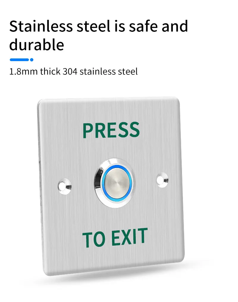 Waterproof Outdoor Exit Button LED Backlight and Non Luminous Optional COM NC Door Release Switch for Access Control Entrance SE