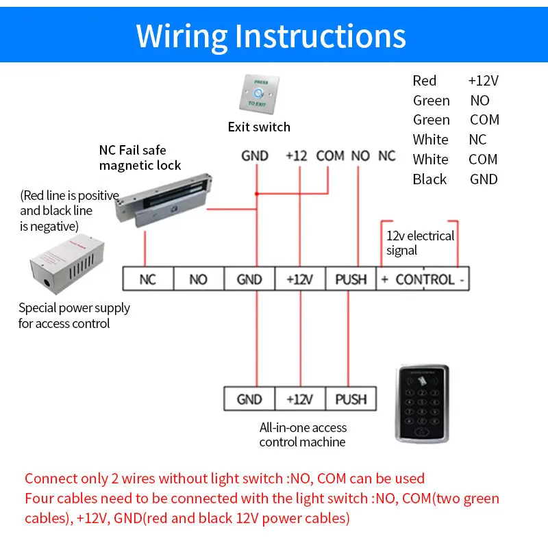Waterproof Outdoor Exit Button LED Backlight and Non Luminous Optional COM NC Door Release Switch for Access Control Entrance SE