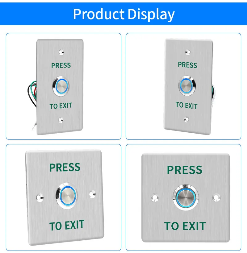 Waterproof Outdoor Exit Button LED Backlight and Non Luminous Optional COM NC Door Release Switch for Access Control Entrance SE
