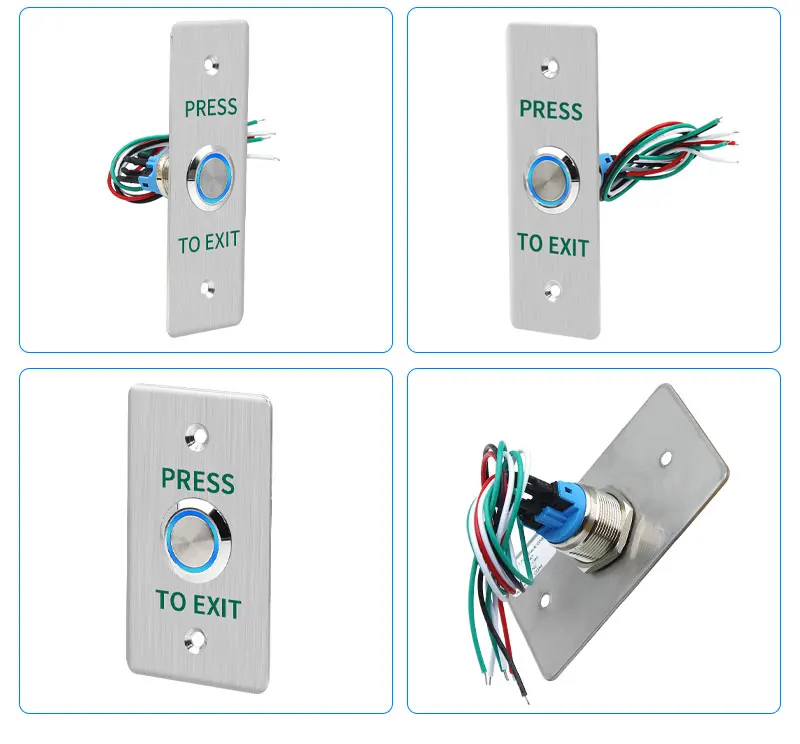 Waterproof Outdoor Exit Button LED Backlight and Non Luminous Optional COM NC Door Release Switch for Access Control Entrance SE