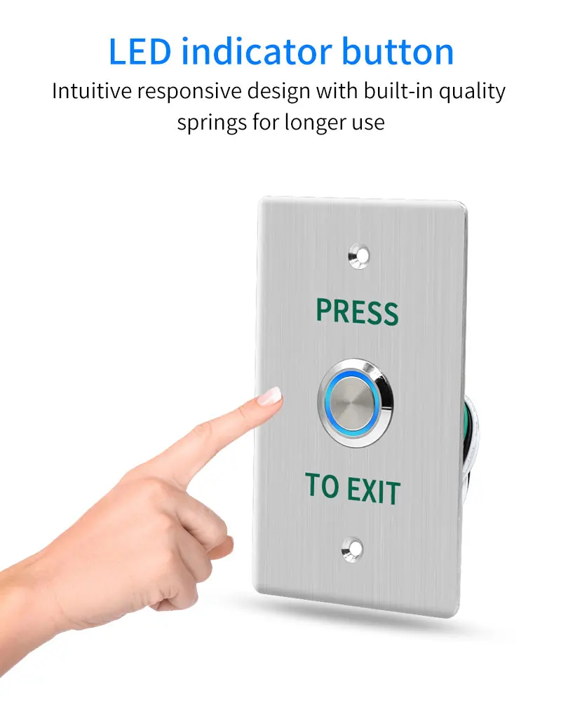 Waterproof Outdoor Exit Button LED Backlight and Non Luminous Optional COM NC Door Release Switch for Access Control Entrance SE