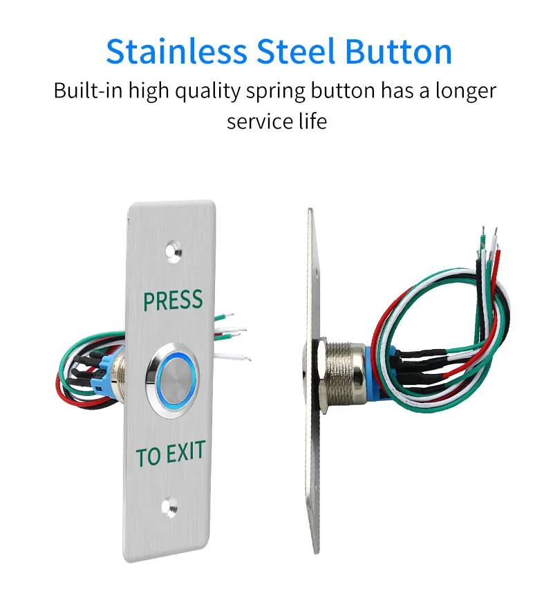 Waterproof Outdoor Exit Button LED Backlight and Non Luminous Optional COM NC Door Release Switch for Access Control Entrance SE