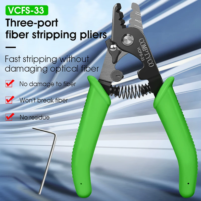 COMPTYCO Fiber Optic Tool Kit (Optional) VCFS-33 Three-port Stripper & VCFS-J1 Leather Wire Stripper 3mm(W)*2mm(H) FTTH Tools