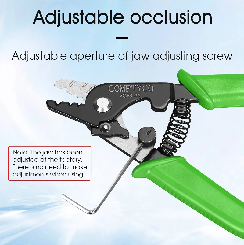 COMPTYCO Fiber Optic Tool Kit (Optional) VCFS-33 Three-port Stripper & VCFS-J1 Leather Wire Stripper 3mm(W)*2mm(H) FTTH Tools