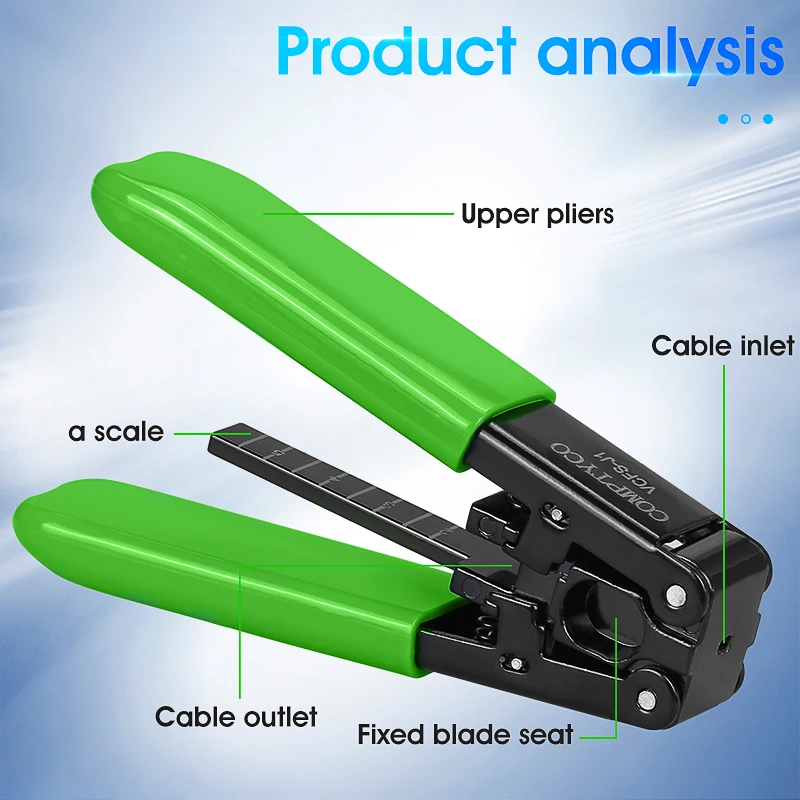 COMPTYCO Fiber Optic Tool Kit (Optional) VCFS-33 Three-port Stripper & VCFS-J1 Leather Wire Stripper 3mm(W)*2mm(H) FTTH Tools