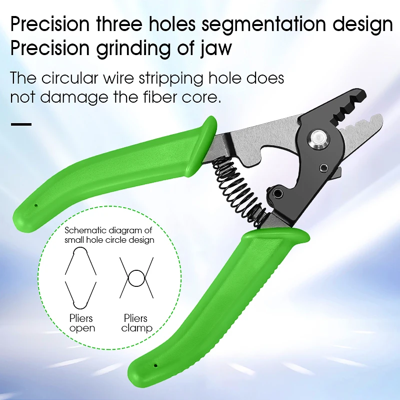 COMPTYCO Fiber Optic Tool Kit (Optional) VCFS-33 Three-port Stripper & VCFS-J1 Leather Wire Stripper 3mm(W)*2mm(H) FTTH Tools